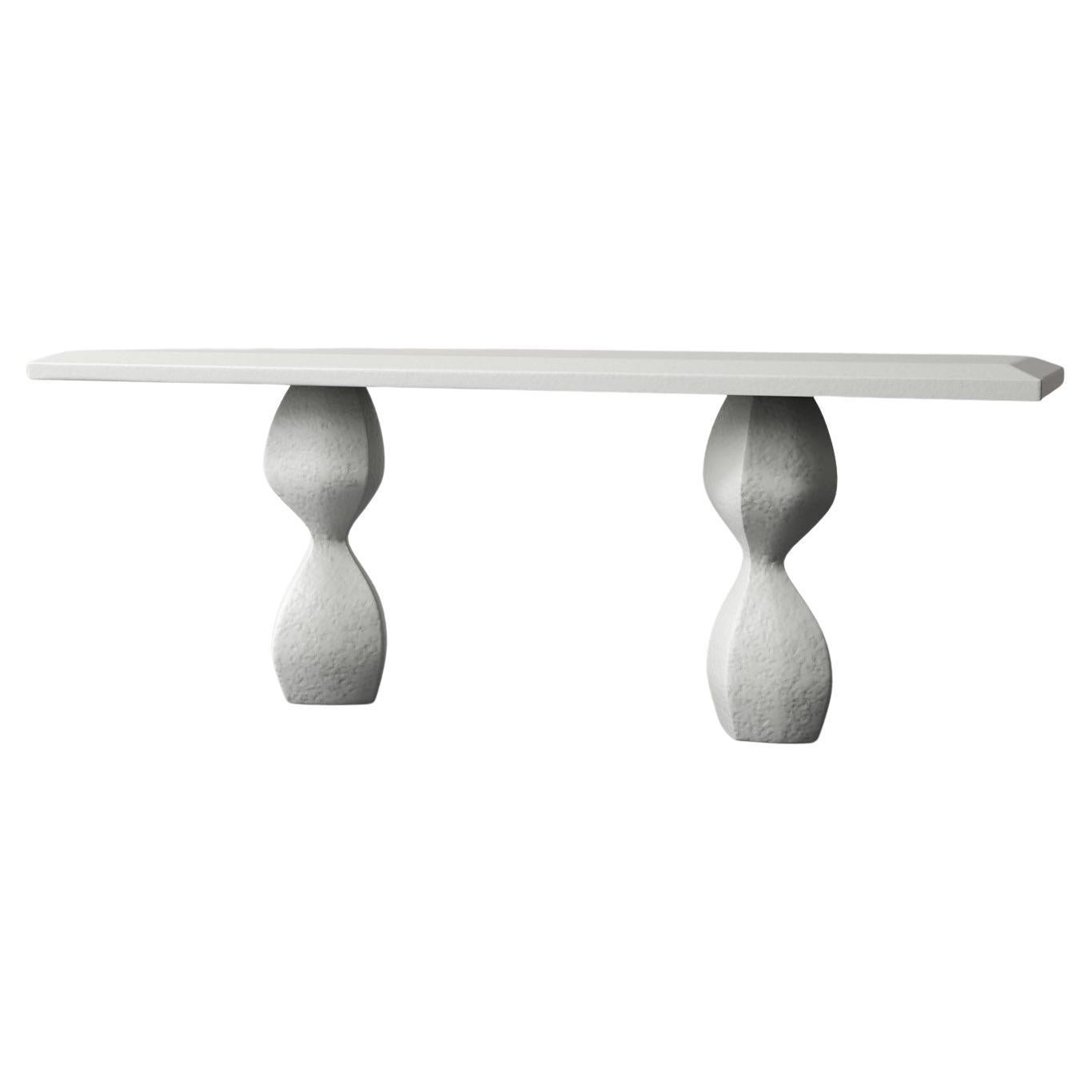 Consola / Mesa de entrada de escayola esculpida "Souple" de Christiane Lemieux