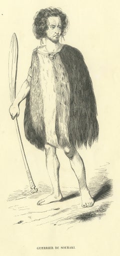 Souraki Warrior, Antique Wahlen Costume Print, 1843-1844