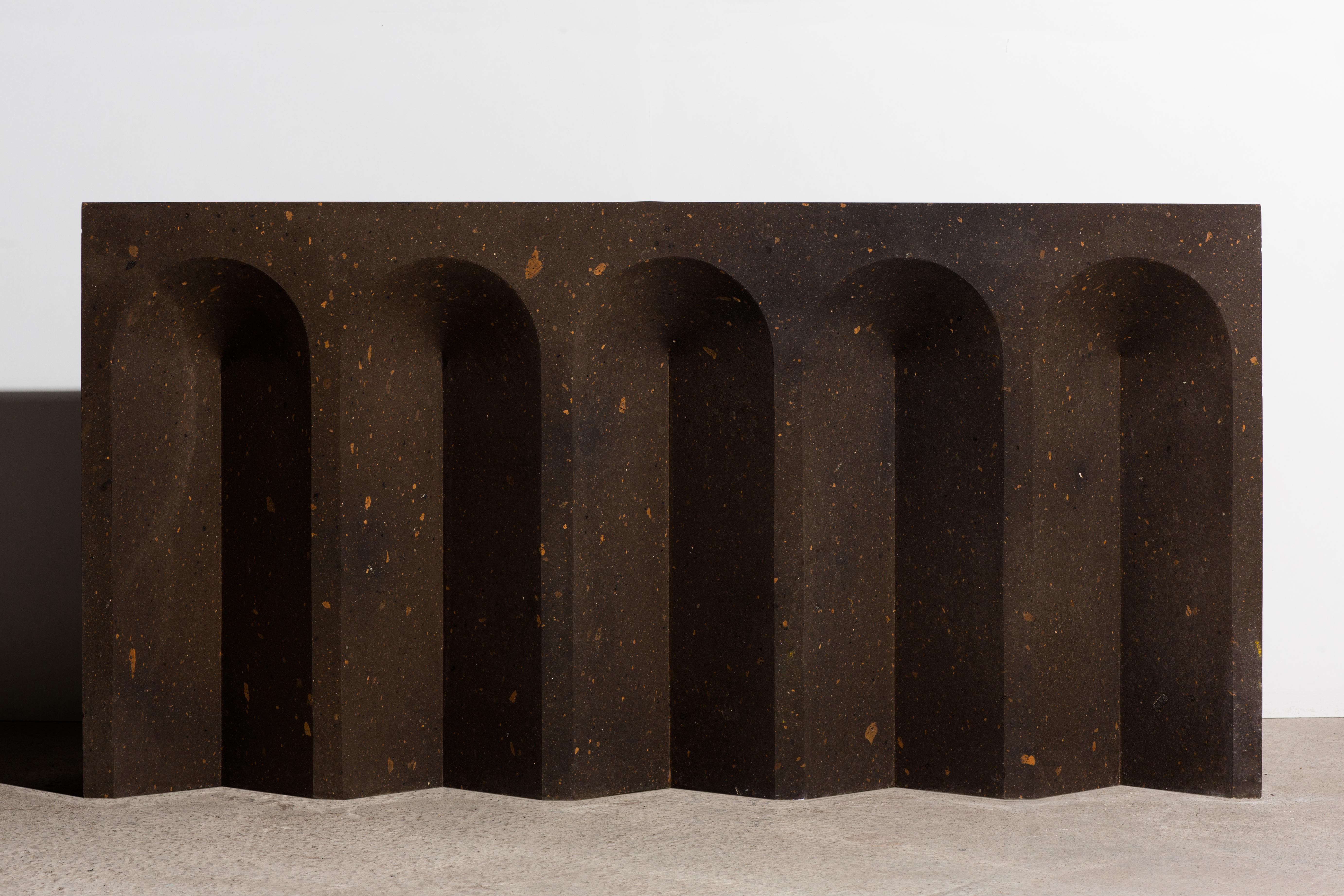 The source console table No.2 by A Space
Dimensions: D 160 x W 80 x H 25 5cm
Materials: Black tuff.
Weight: 290 kg

Inspired by antiquity, material, craftsmanship and architecture of Armenia, this collection consists of 12 limited edition