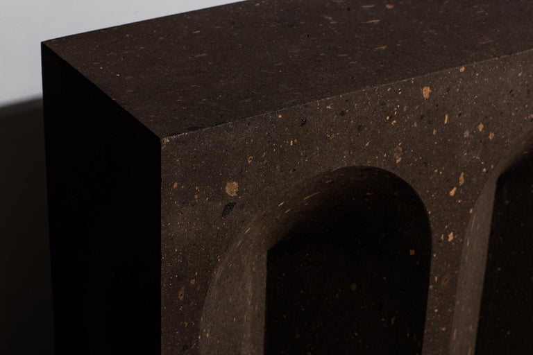 Minimalist Geometric Arch Console Table in Black Tuff For Sale