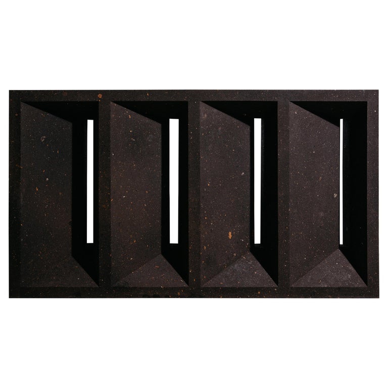 Sculptural Geometric Console Table in Black Tuff For Sale