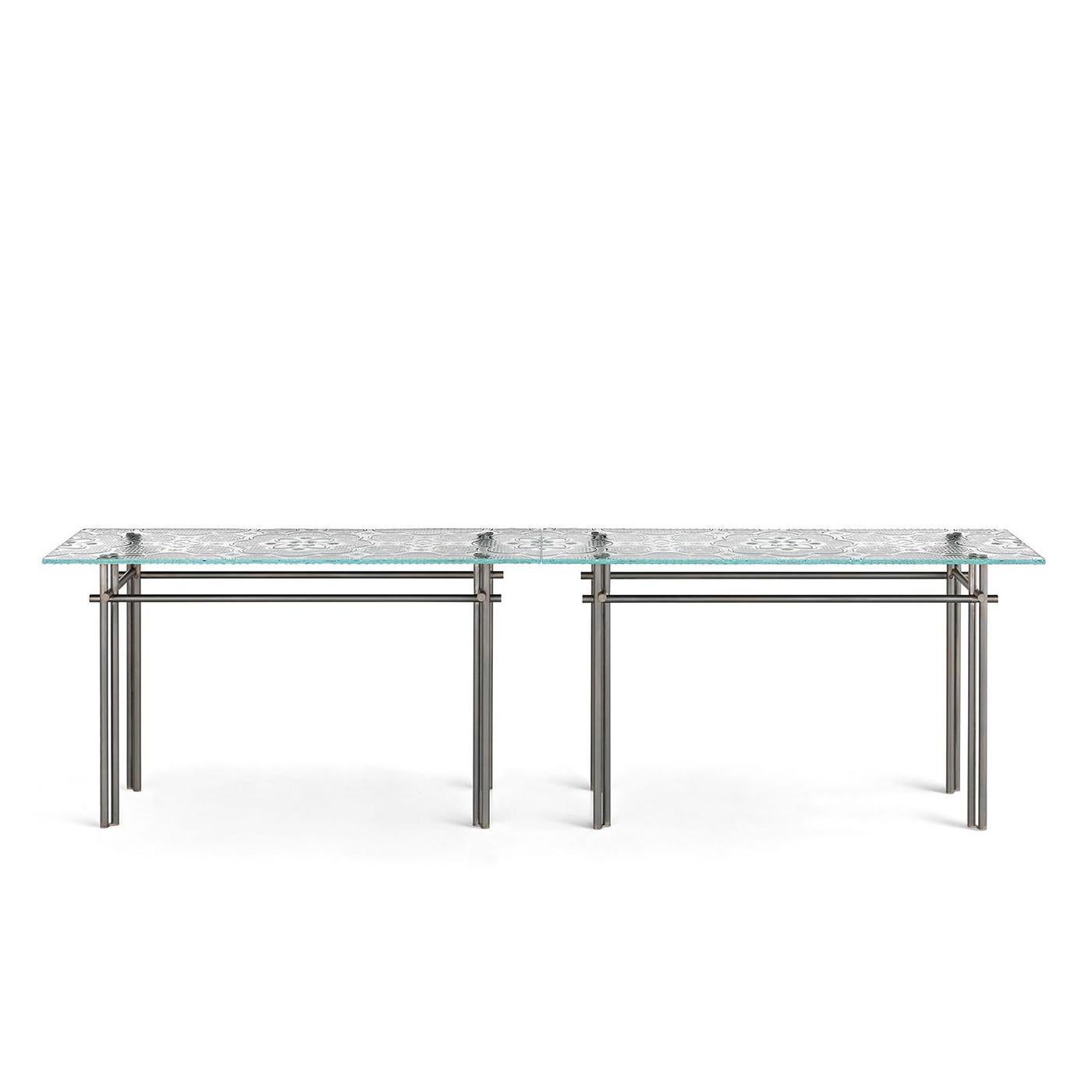Contemporary Source Glass Console Table For Sale