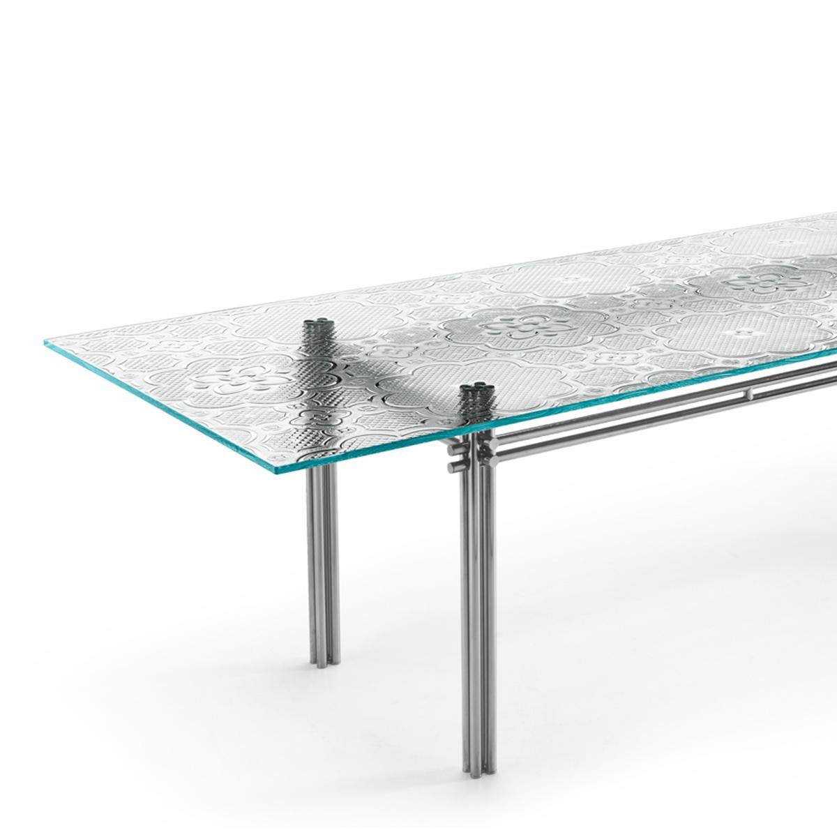 Carved Source Glass Dining Table For Sale