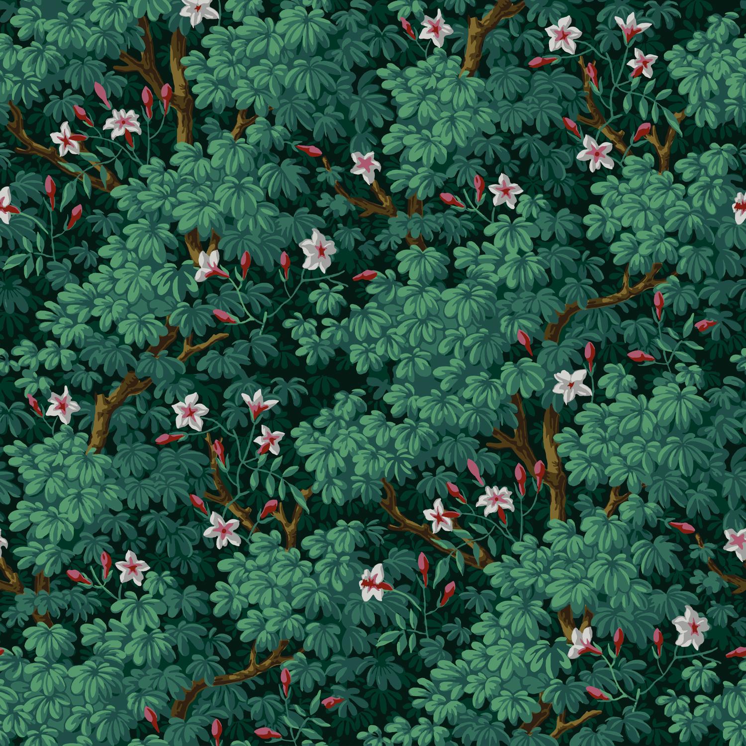 French 'Sous Bois Fleuri‘ wallpaper by Papier Français, collection BNF N°1
