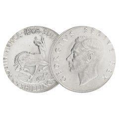South Africa 5 Shillings 1948 Springbok Silver Crown, First Year George VI