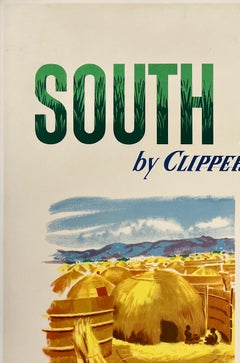 SOUTH AFRICA BY CLIPPER - PAN AM Original Vintage Airline Travel Tourism Poster