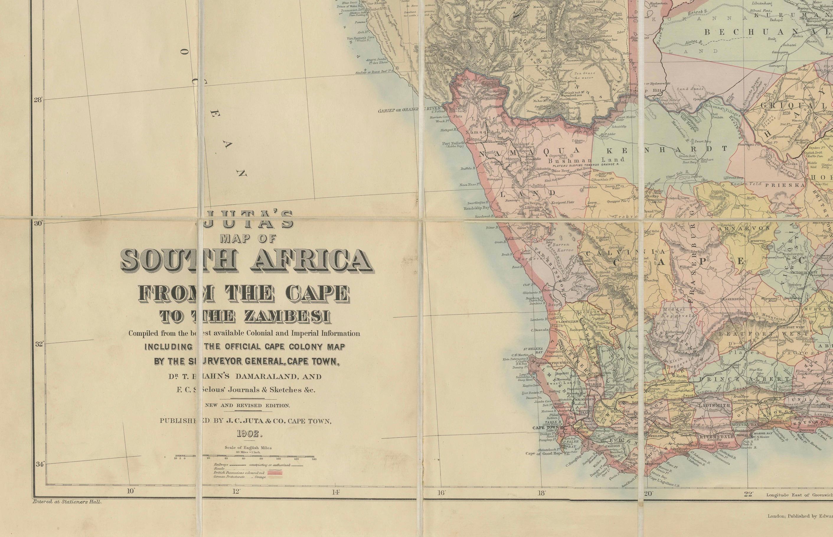 South Africa c.1890 Antique Folding Map – Cape Colony to Zambesi River For Sale 4