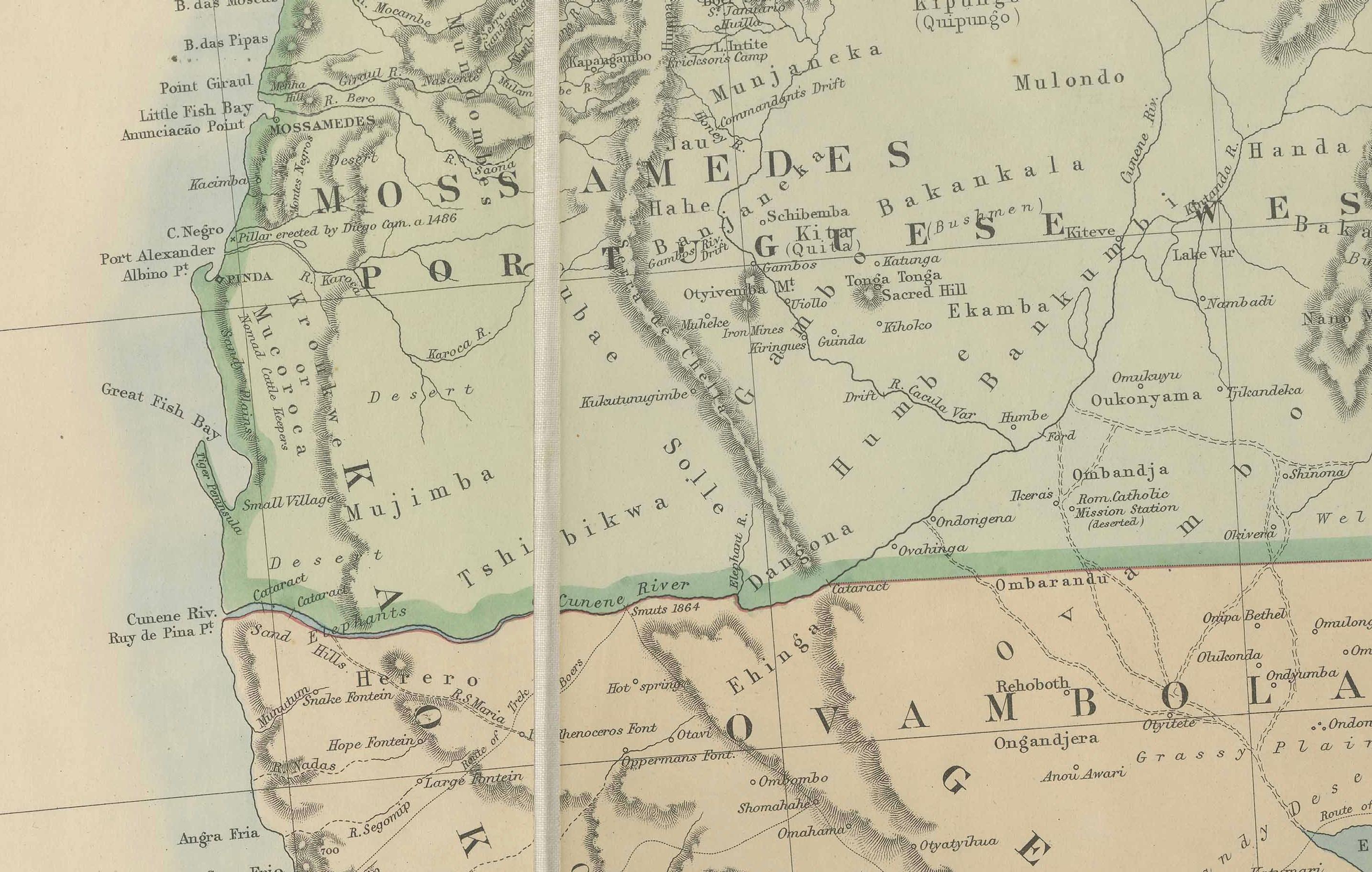 South African South Africa c.1890 Antique Folding Map – Cape Colony to Zambesi River For Sale