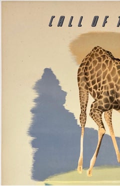 SOUTH AFRICA - CALL OF THE WILD Giraffe Original Vintage Travel Tourism Poster