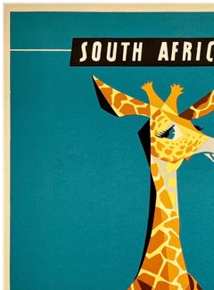 SOUTH AFRICA QANTAS Original Vintage Airline Travel Tourism Poster MCM 15" x 20"
