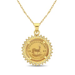 1/10oz South African Coin Necklace with Diamond Halo