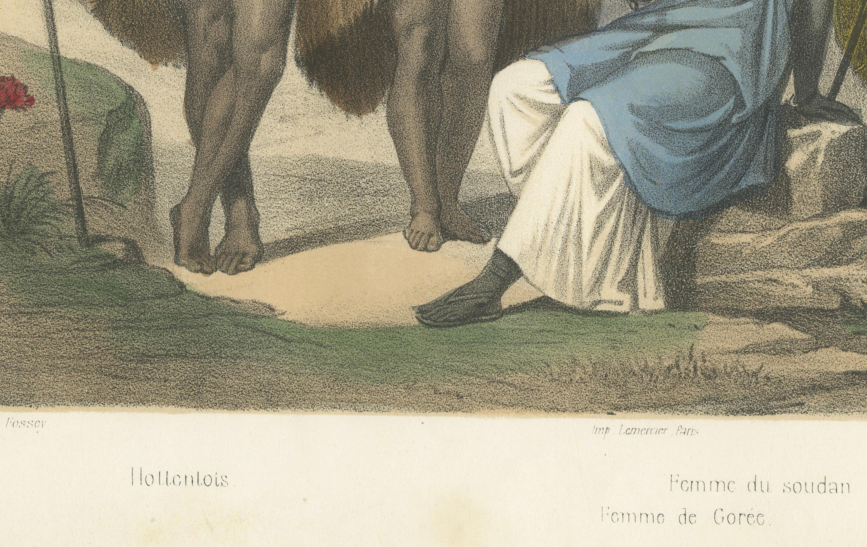 South African Costumes – Hottentots, Sudanese Women, and Chief Moussaou, c.1845