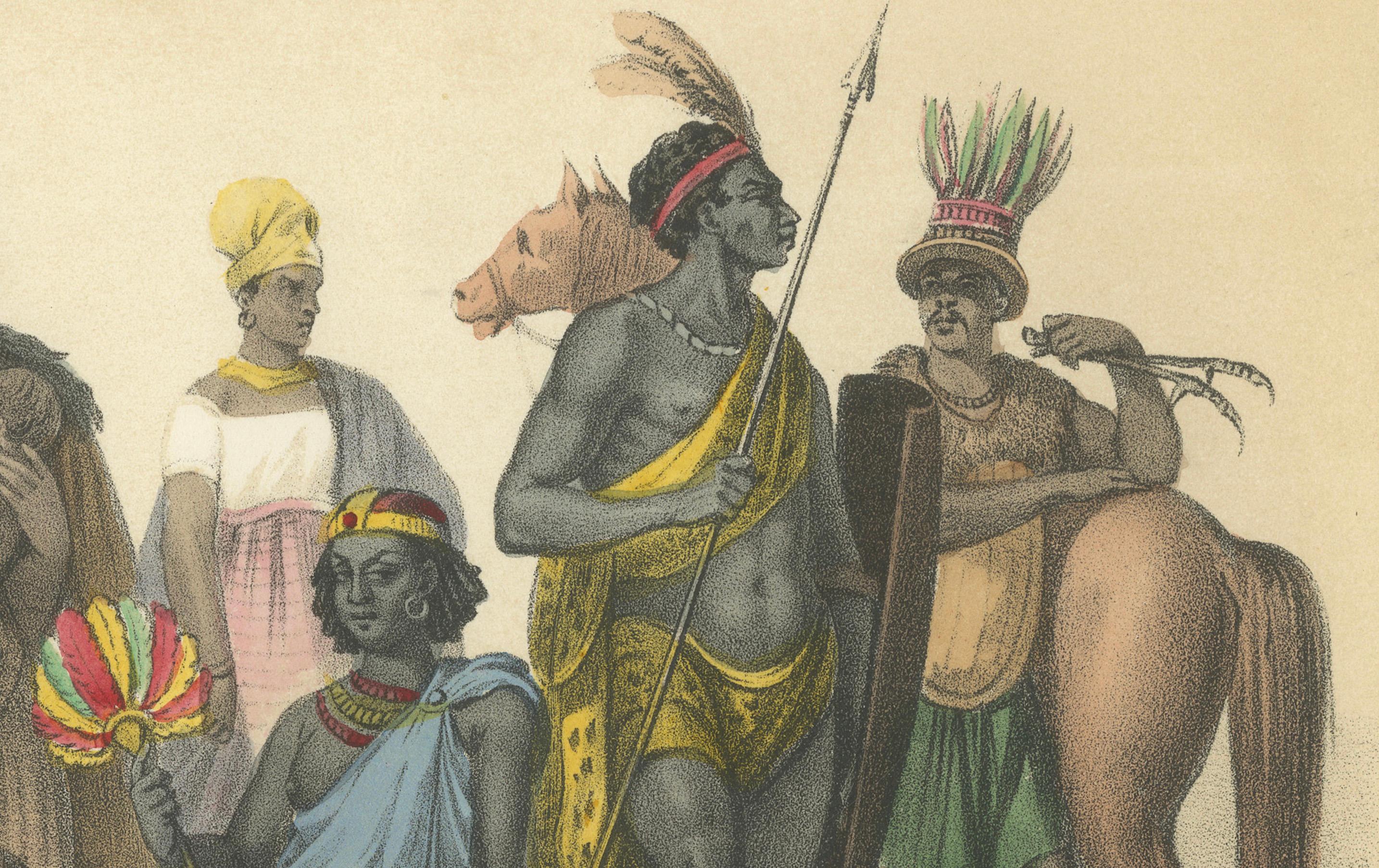 South African Costumes – Hottentots, Sudanese Women, and Chief Moussaou, c.1845