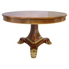 South African Custom Made Pierre Cronje Flame Mahogany & Gilt Wood Round Table
