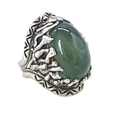 South African Prehnite Sterling Silver Statement Ring