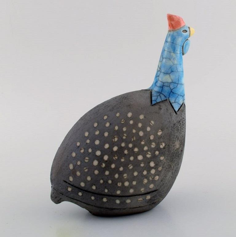 South African Studio Ceramist, Unique Bird in Hand-Painted Glazed Ceramics In Excellent Condition In Copenhagen, DK