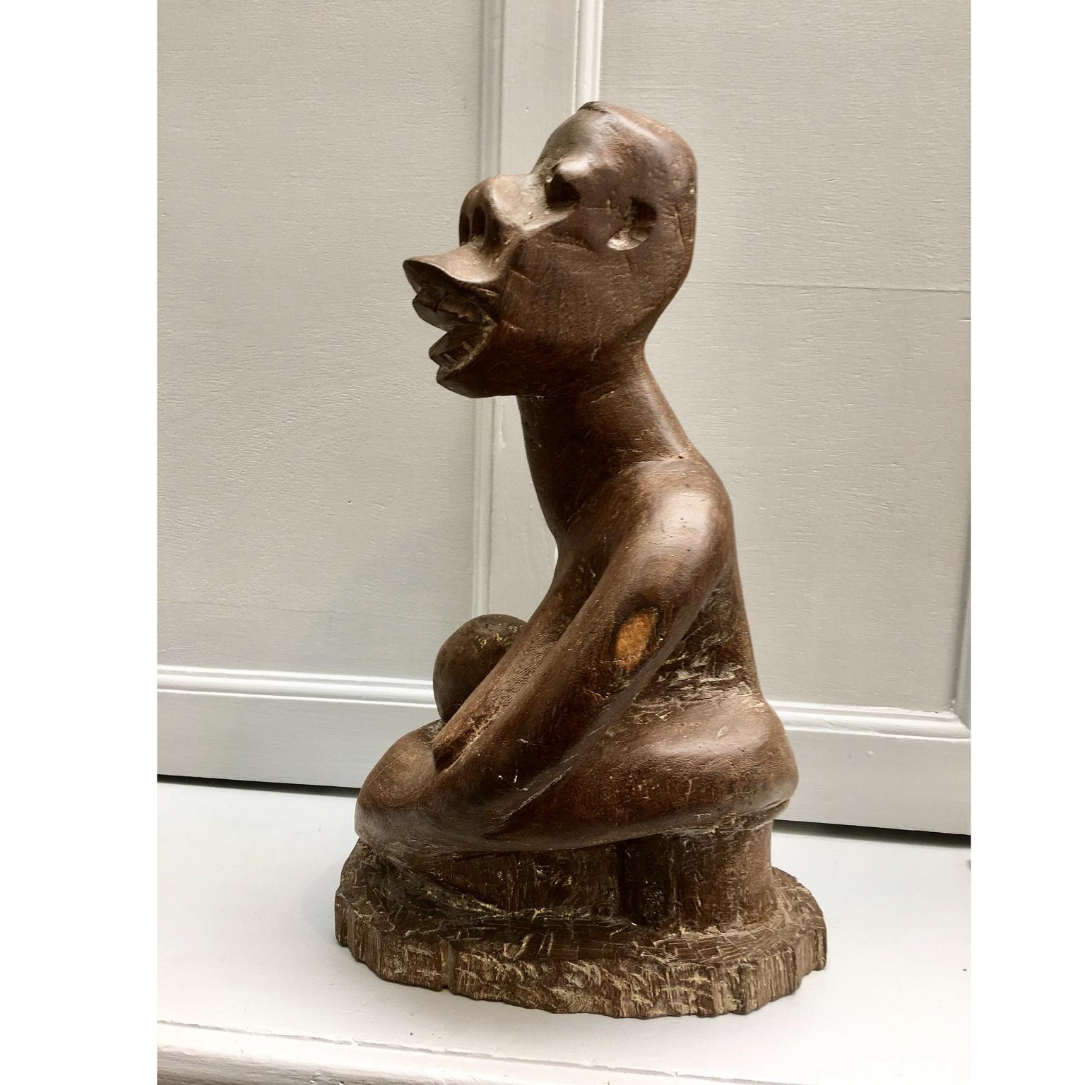 South African Tribal carved wooden figure of naked lady by G. Tandi, circa 1960s.