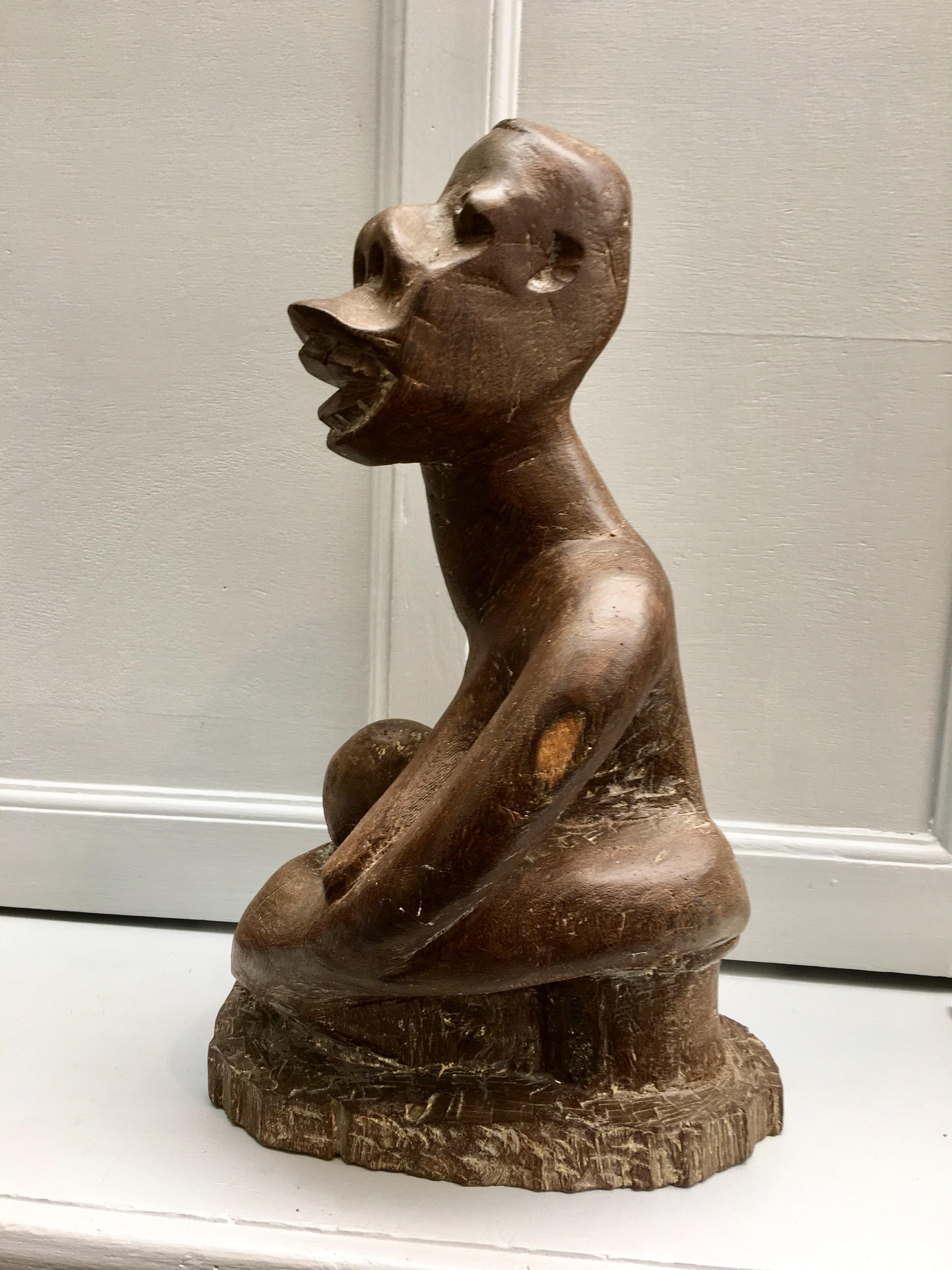 Mid-Century Modern South African Tribal Carved Wooden Figure of Naked Lady by G. Tandi, circa 1960s For Sale