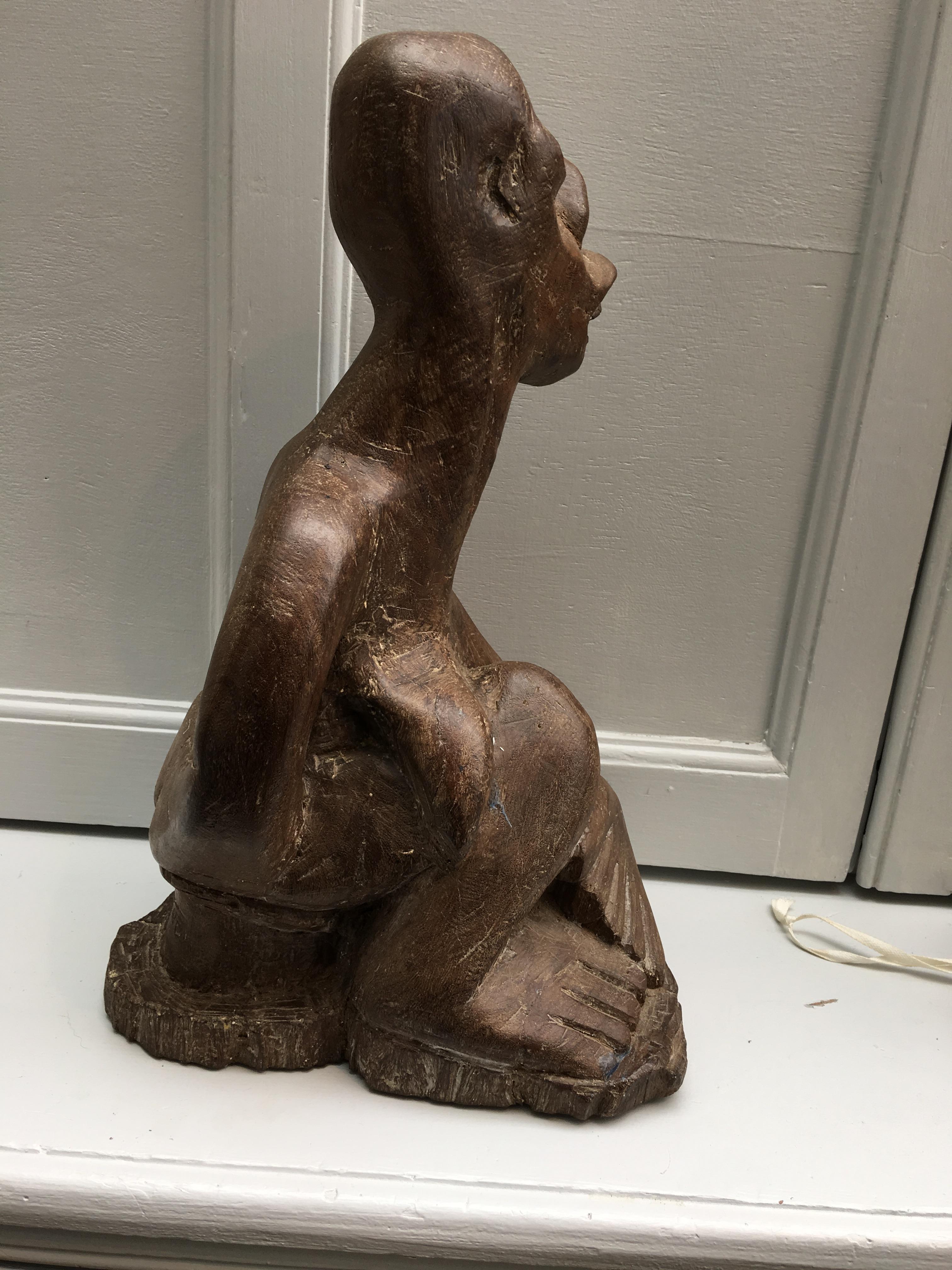 South African Tribal Carved Wooden Figure of Naked Lady by G. Tandi, circa 1960s In Good Condition For Sale In Richmond, Surrey
