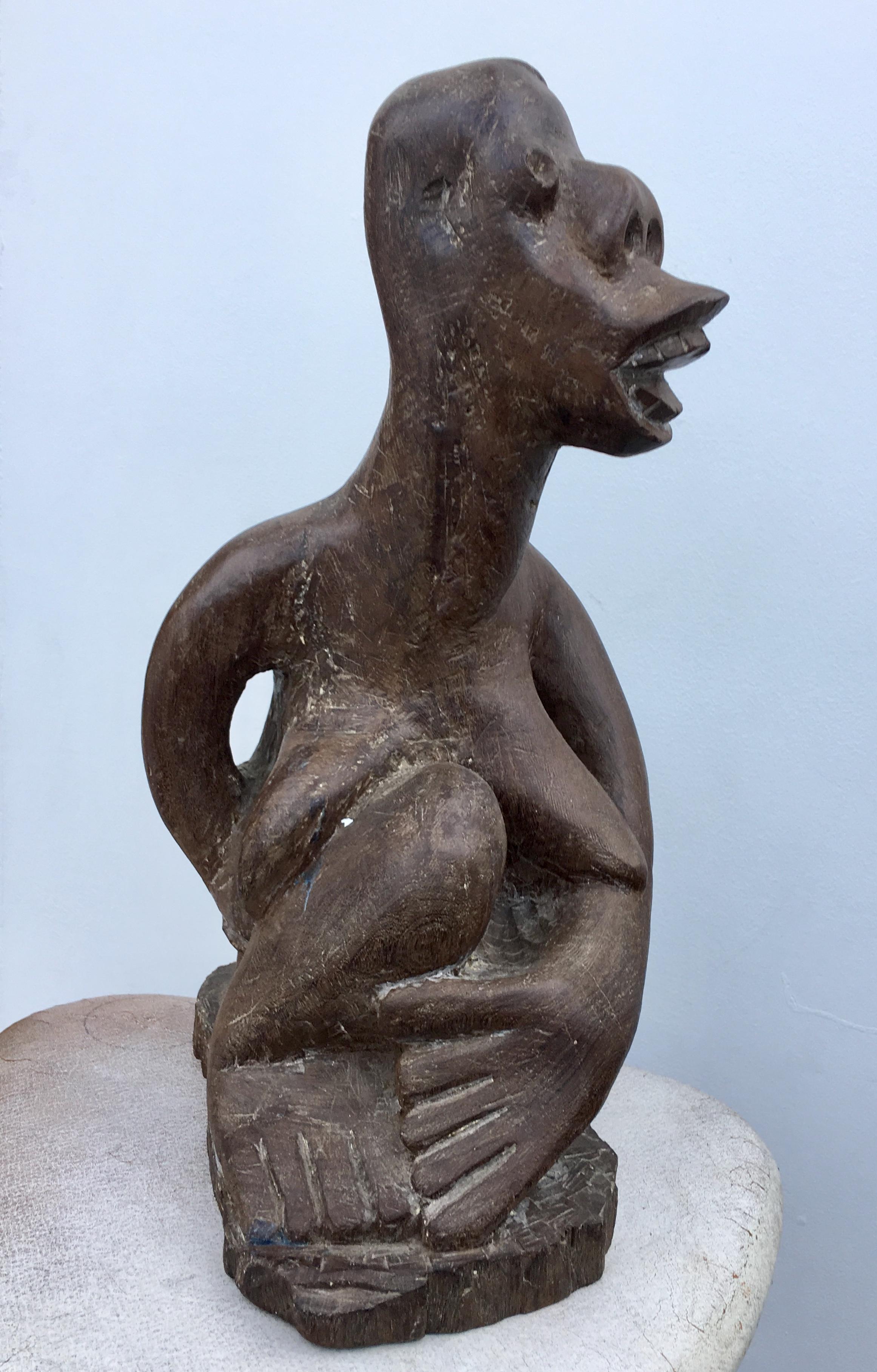 Mid-20th Century South African Tribal Carved Wooden Figure of Naked Lady by G. Tandi, circa 1960s For Sale