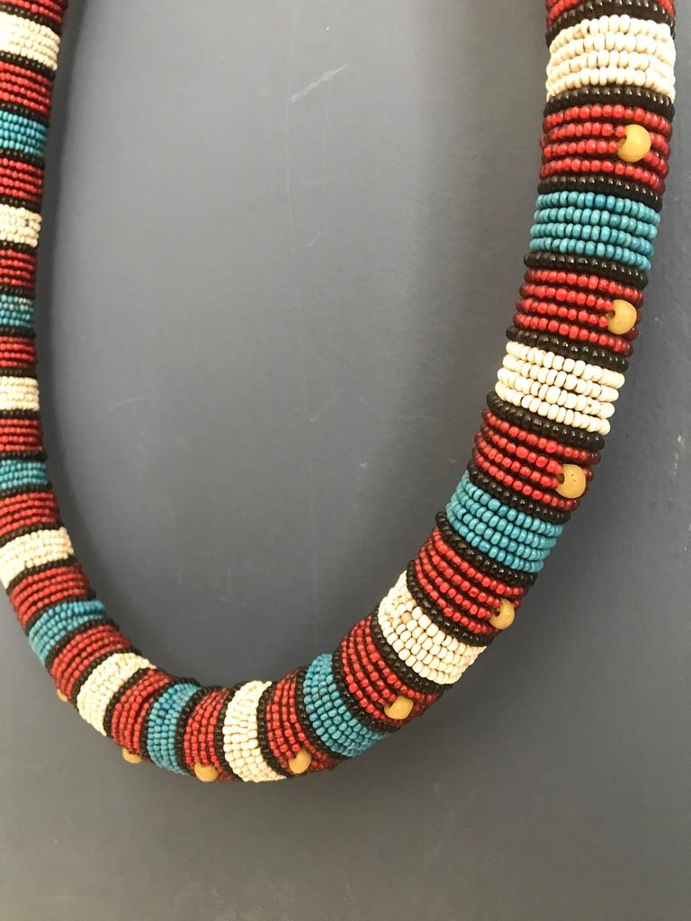 Hand-Crafted South African Zulu Beaded Collar Necklace, Early 20th Century