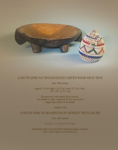 South African Zulu Two Handled Carved Wood Meat Tray