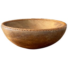 South America, Bowl, Wood and Woven Rattan, Early 20th Century