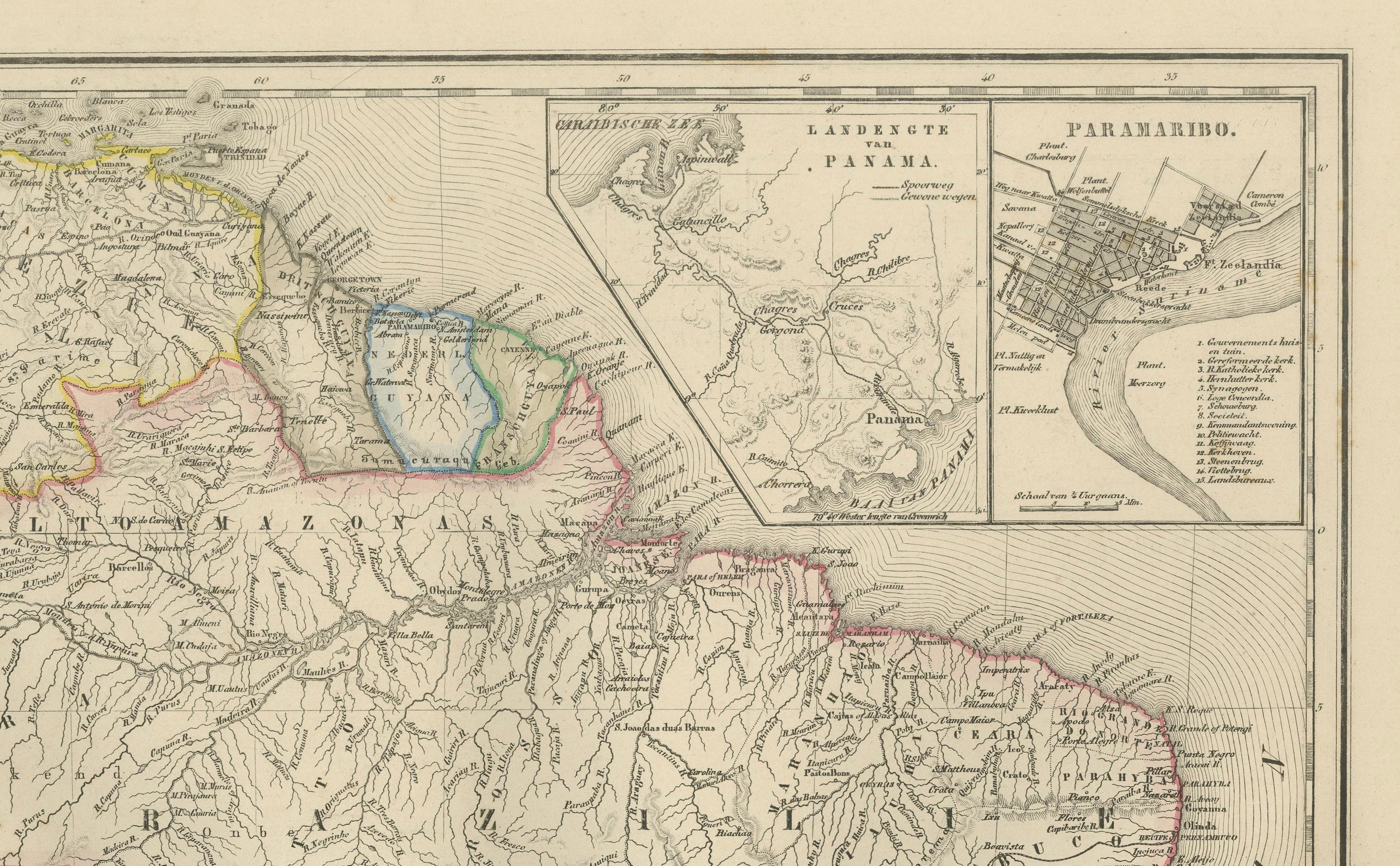 South America Map with Insets – Nieuwe Hand-Atlas, Noothoven van Goor, 1876