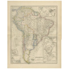 South America Map with Insets – Nieuwe Hand-Atlas, Noothoven van Goor, 1876