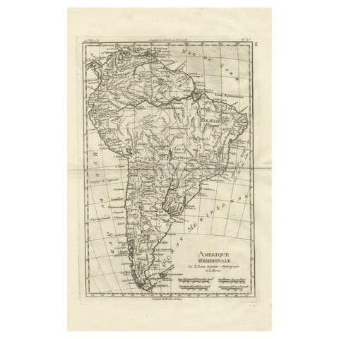 South America – Original Antique Enlightenment Map by Rigobert Bonne, c.1780