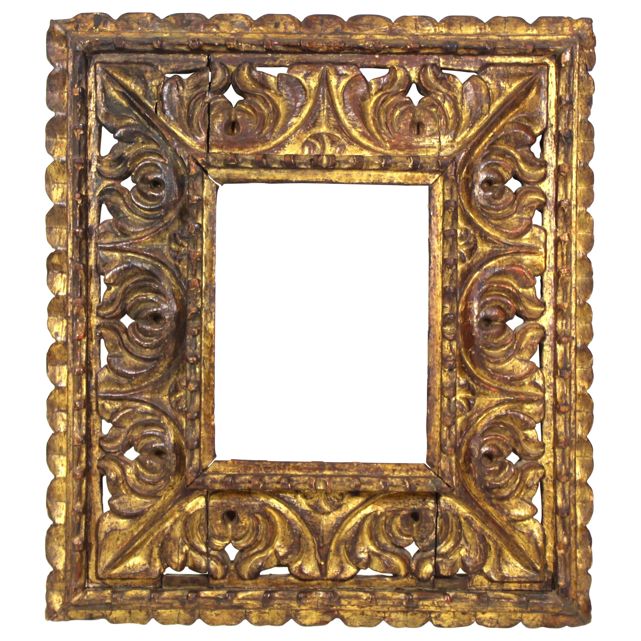 South American Baroque Giltwood Frame with Heavy Carved Openwork For Sale