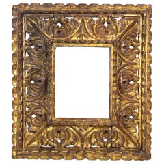 Antique South American Baroque Giltwood Frame with Heavy Carved Openwork