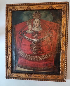 Spanish Colonial South American Painting Virgin folk art 18th C