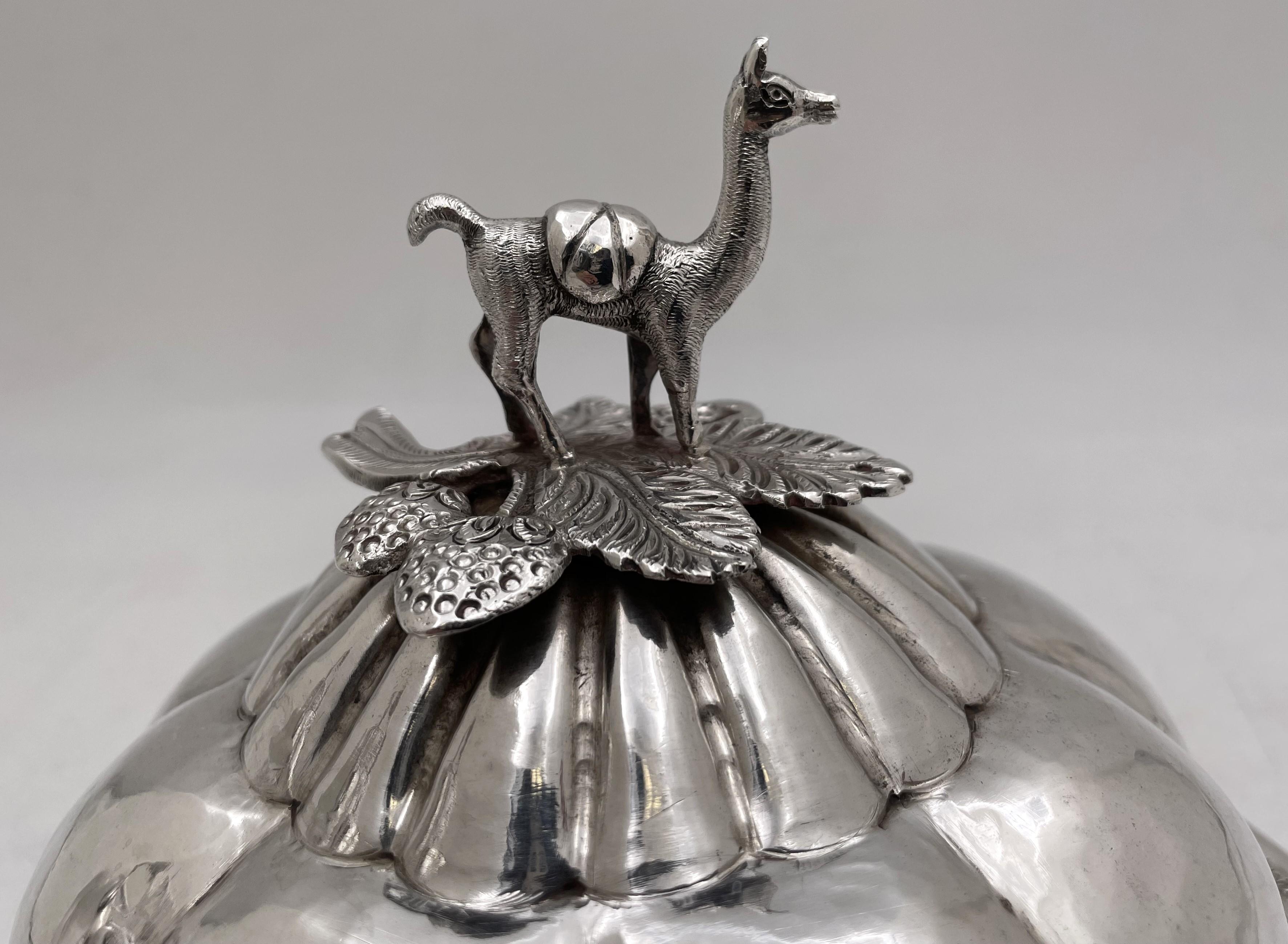 South American Silver Tureen/ Covered Bowl with Camel Finial For Sale 4