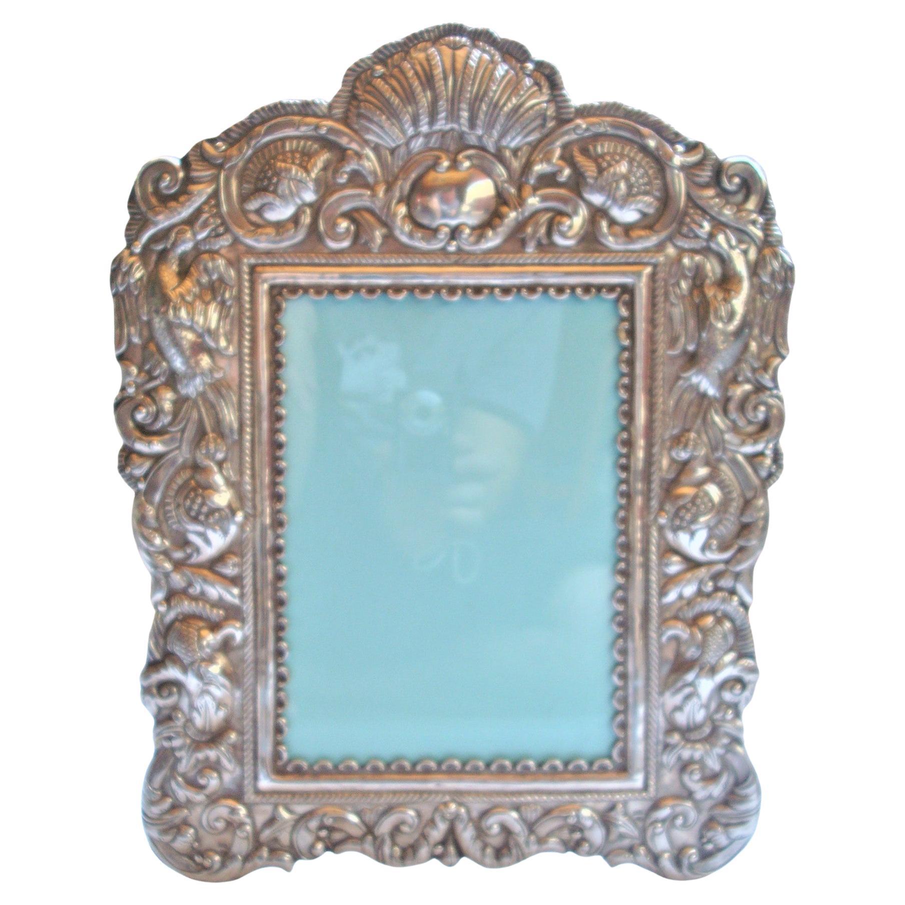 South American Sterling Silver Hand Made Embossed Picture Frame / Mirror 1940´s For Sale