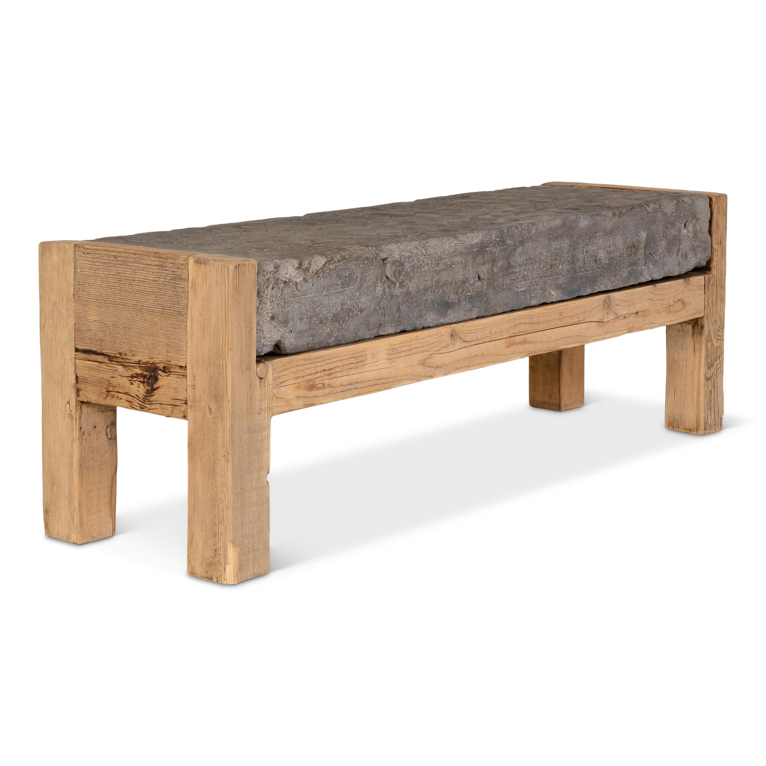 Contemporary South Asia Architectural Stone Inset Bench
