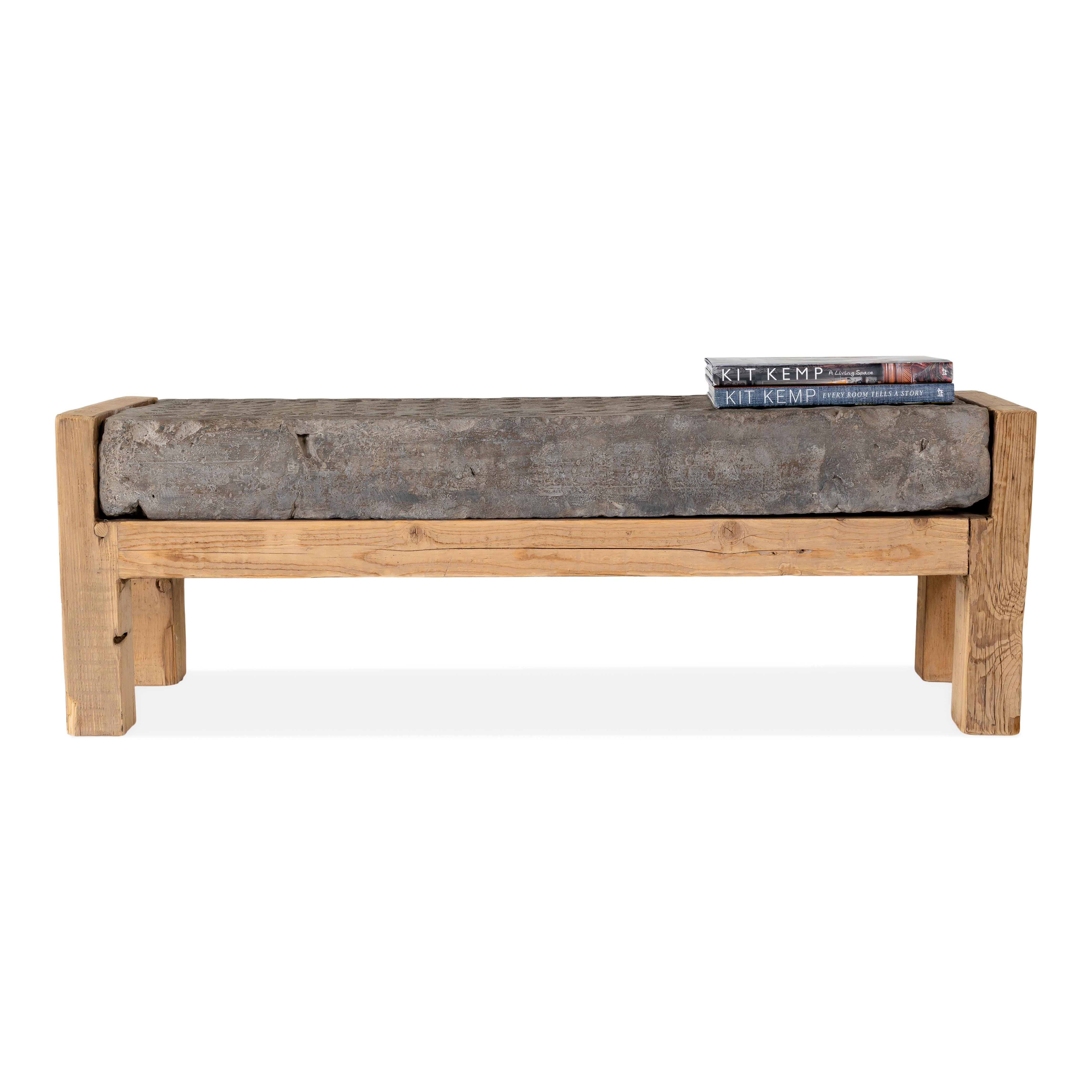 South Asia Architectural Stone Inset Bench 1
