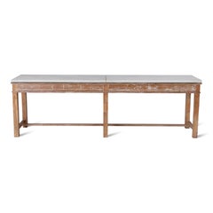 South Asian Bleached Mahogany Serving Table with Limestone Top