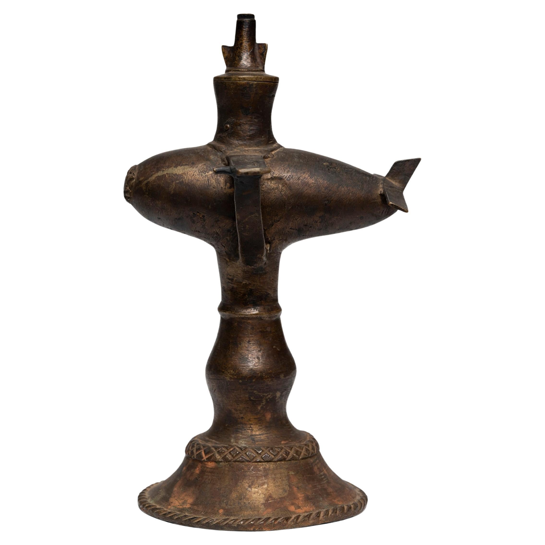 South Asian Brass Oil Lamp For Sale