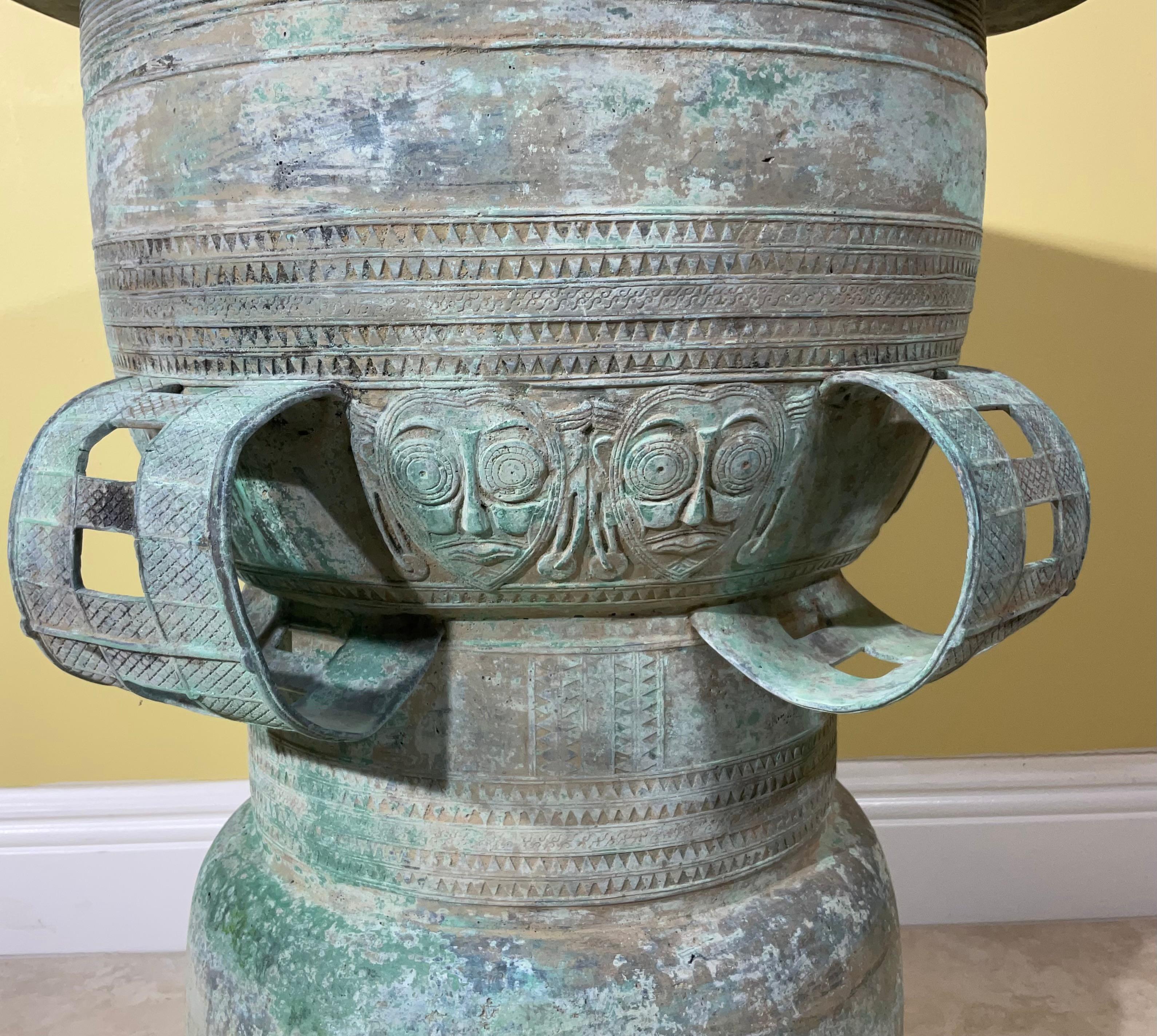 20th Century South Asian Bronze Rain Drum Garden Sit or Table For Sale