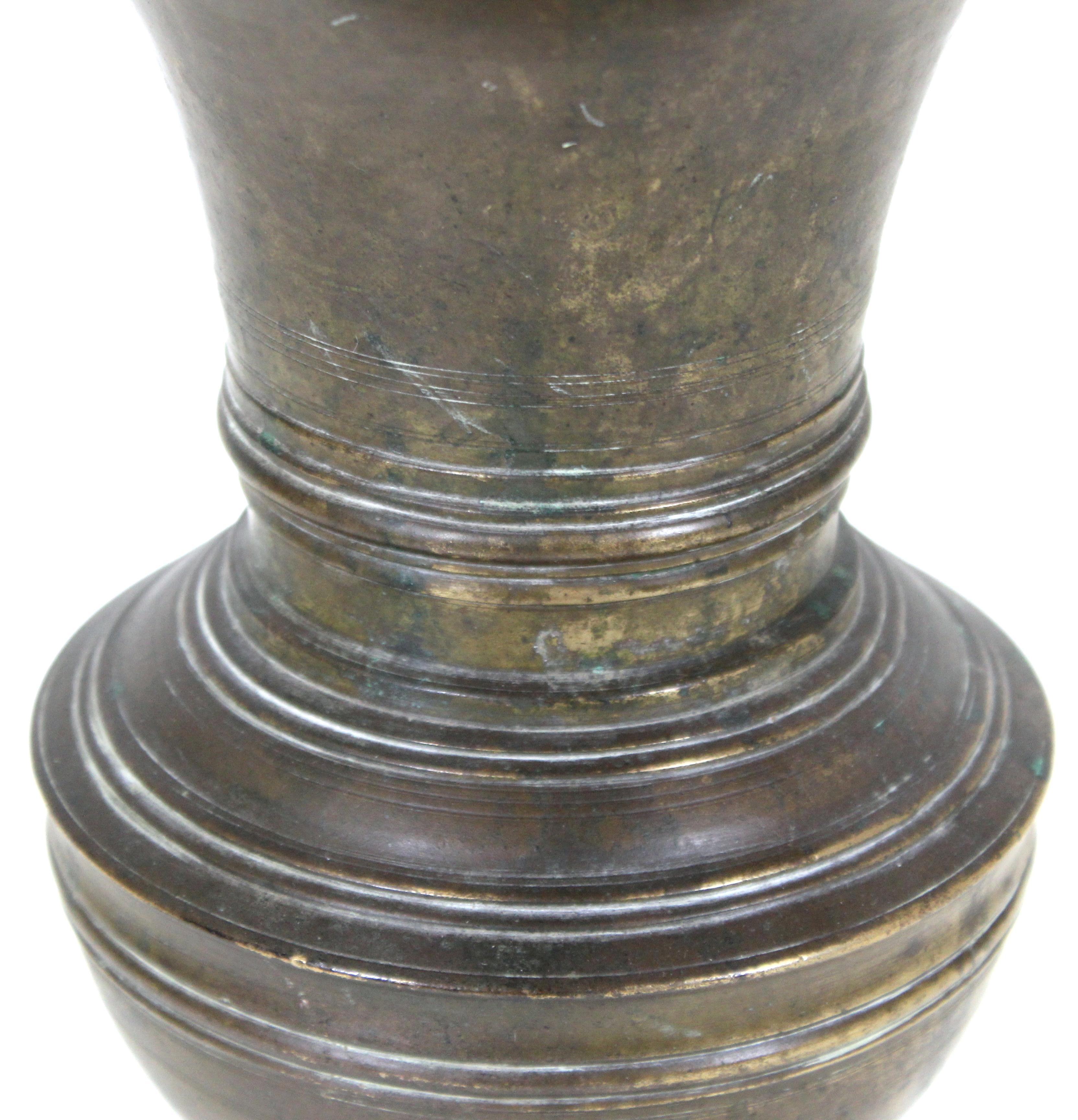 19th Century South Asian Ceremonial Bronze Vessel with Inscription For Sale