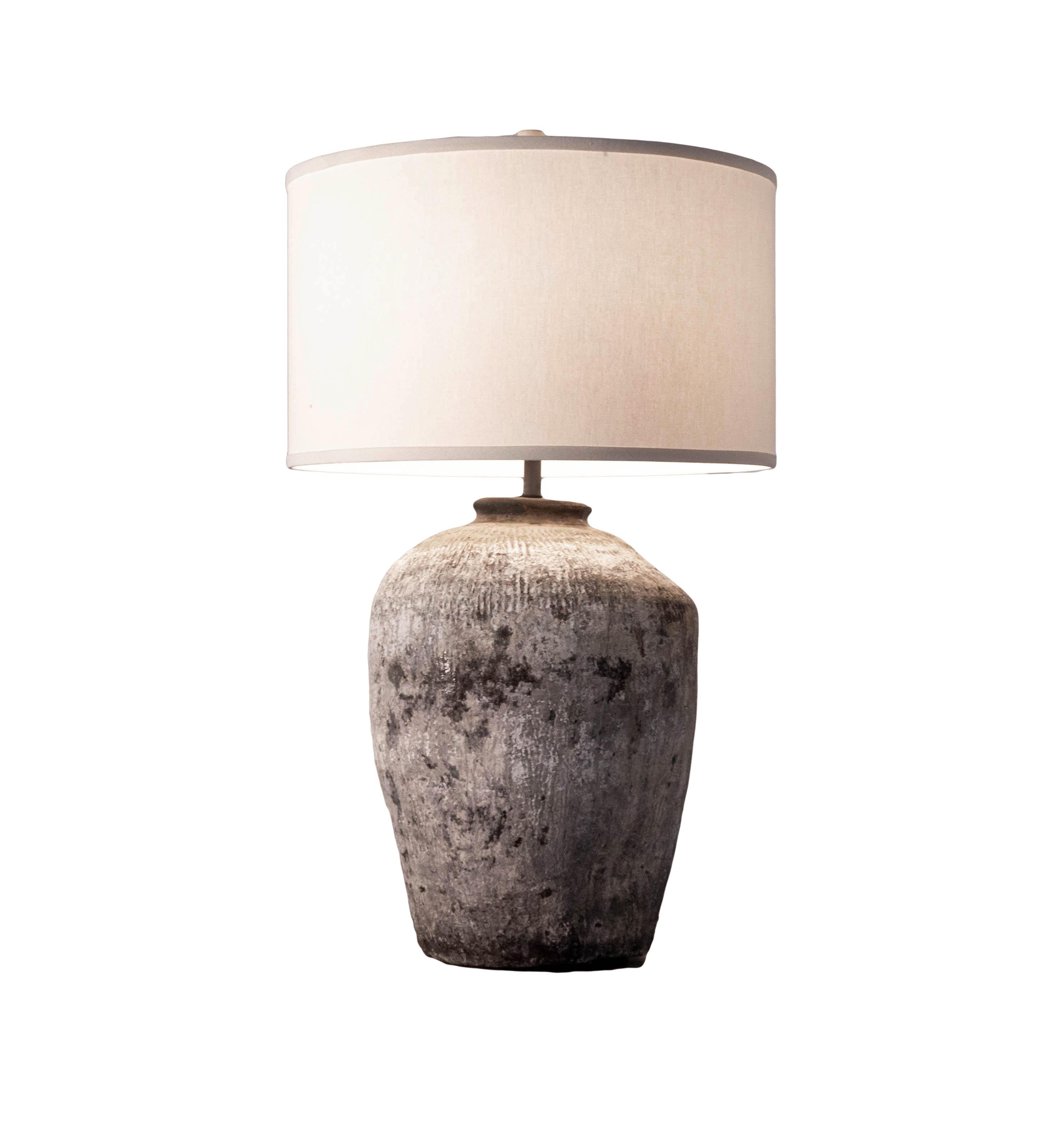 This lamp has been hand crafted from south asian pottery. Its texture and detail are one of a kind, allowing it ti fit into a variety of interior design styles from transitional to modern organic.

This piece is a part of Brendan Bass’s