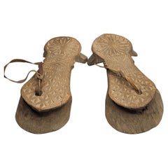 South Asian Pair of Hand-Carved Wooden Ceremonial Paduka, Swat Valley