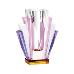 South Beach Crystal Vase, Hand-Sculpted Contemporary Crystal