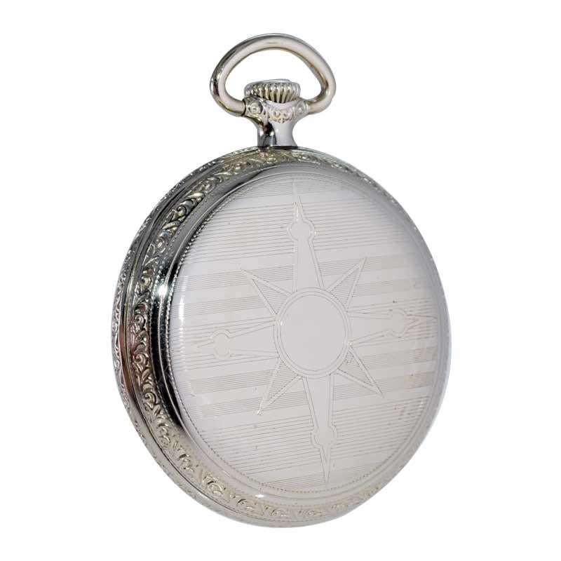 South Bend Open Faced Pocket Watch Gold Filled with Original Silvered Dial 1900 For Sale 5
