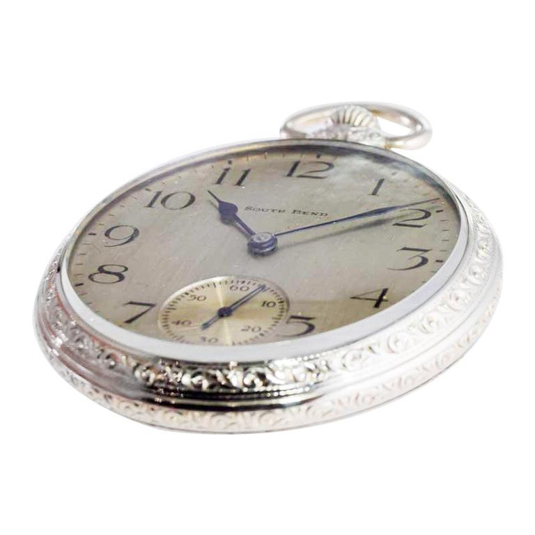 South Bend Open Faced Pocket Watch Gold Filled with Original Silvered Dial 1900 For Sale 1