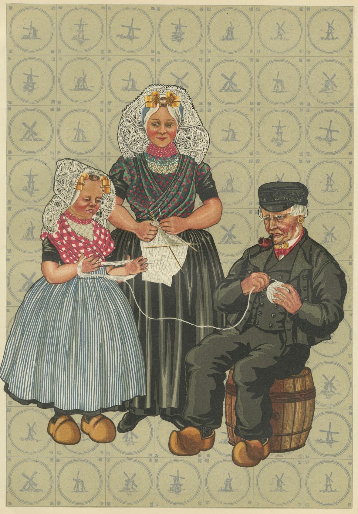 South Beveland römisch-katholische Kleidung mit Mädchen und Großvater, Tafel XLII (1932) im Angebot 2