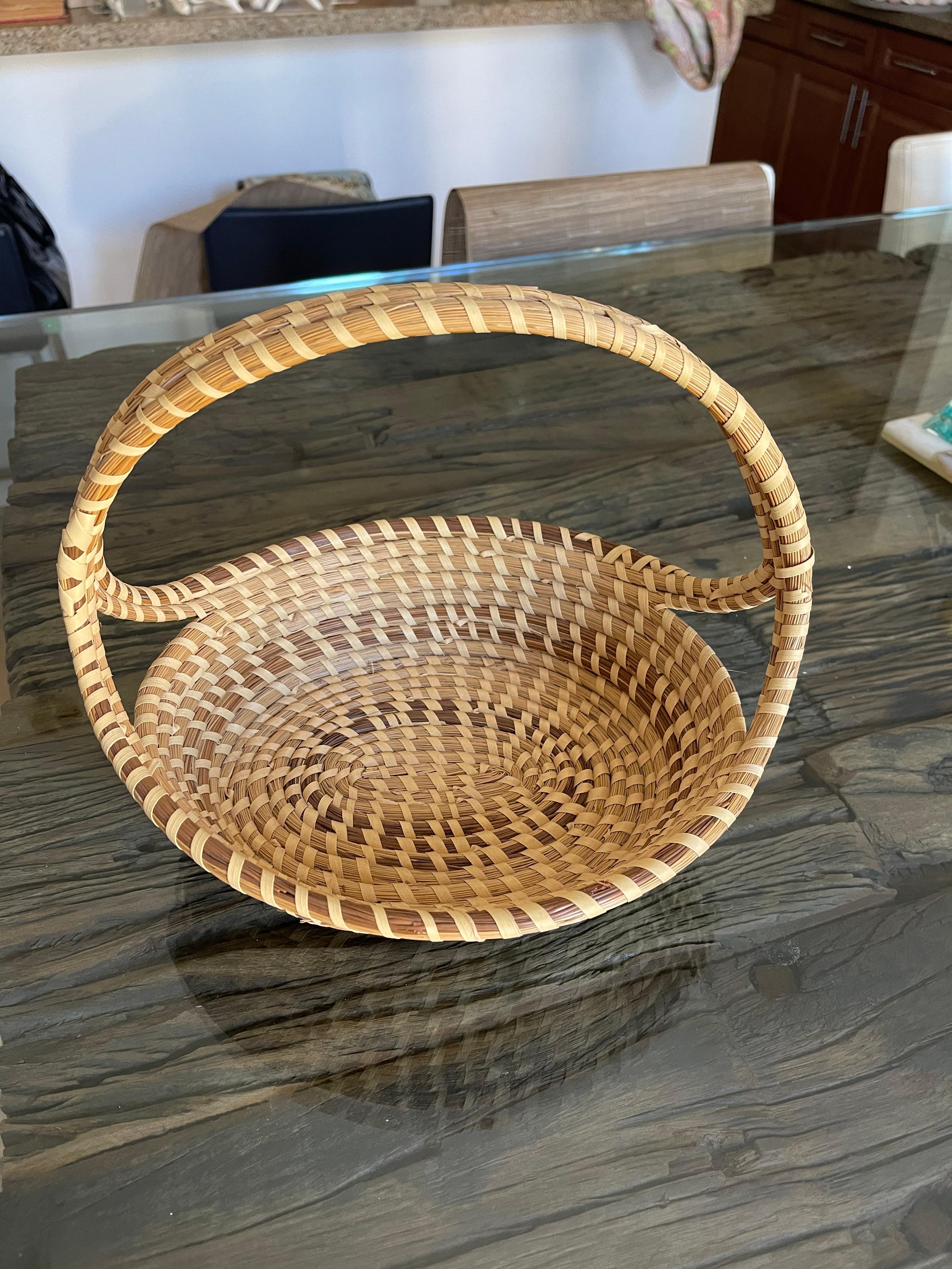 Country South Carolina Handmade Basket with Handle For Sale