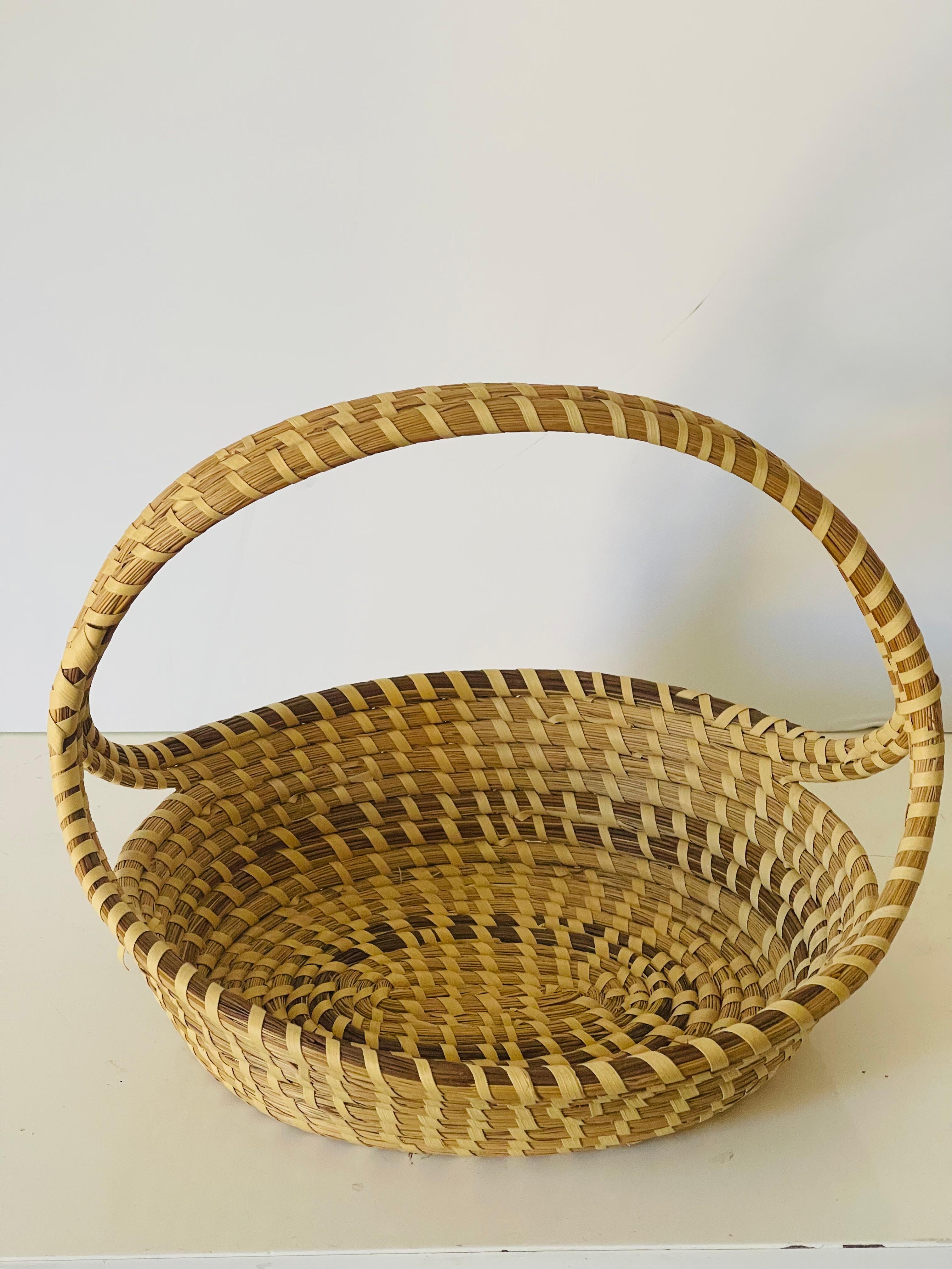 Reed South Carolina Handmade Basket with Handle For Sale