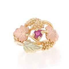 South Dakota Gold Co. Black Hills Gold Ruby Ring - Yellow Gold 10k .18ct Vines